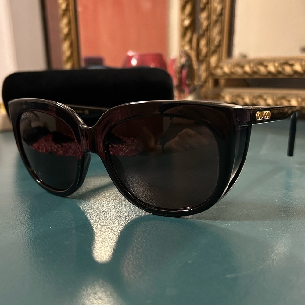 Gucci Black and Gold Detail Sunglasses